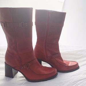 CLARK"S INDIGO Red Leather Mid-Calf Boots (NWOT)
